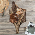 Hunting Camo Pattern Print One Shoulder Bodysuit