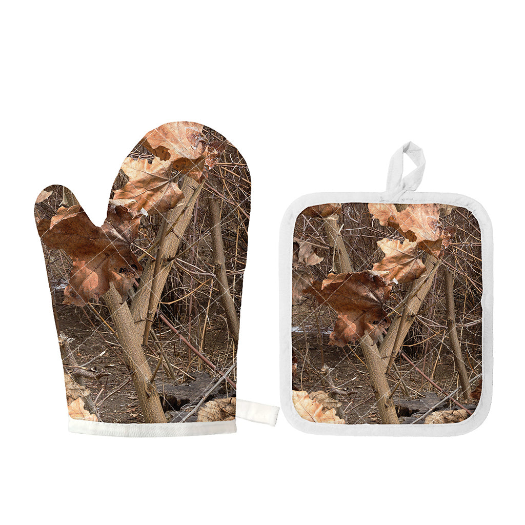 Hunting Camo Pattern Print Oven Mitt And Pot Holder Set