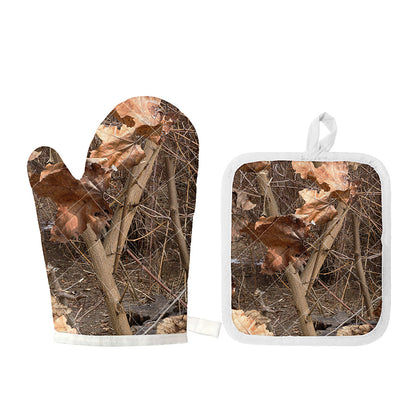 Hunting Camo Pattern Print Oven Mitt And Pot Holder Set