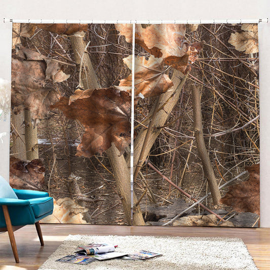 Hunting Camo Pattern Print Pencil Pleat Curtains