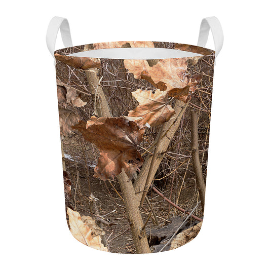 Hunting Camo Pattern Print Round Laundry Basket