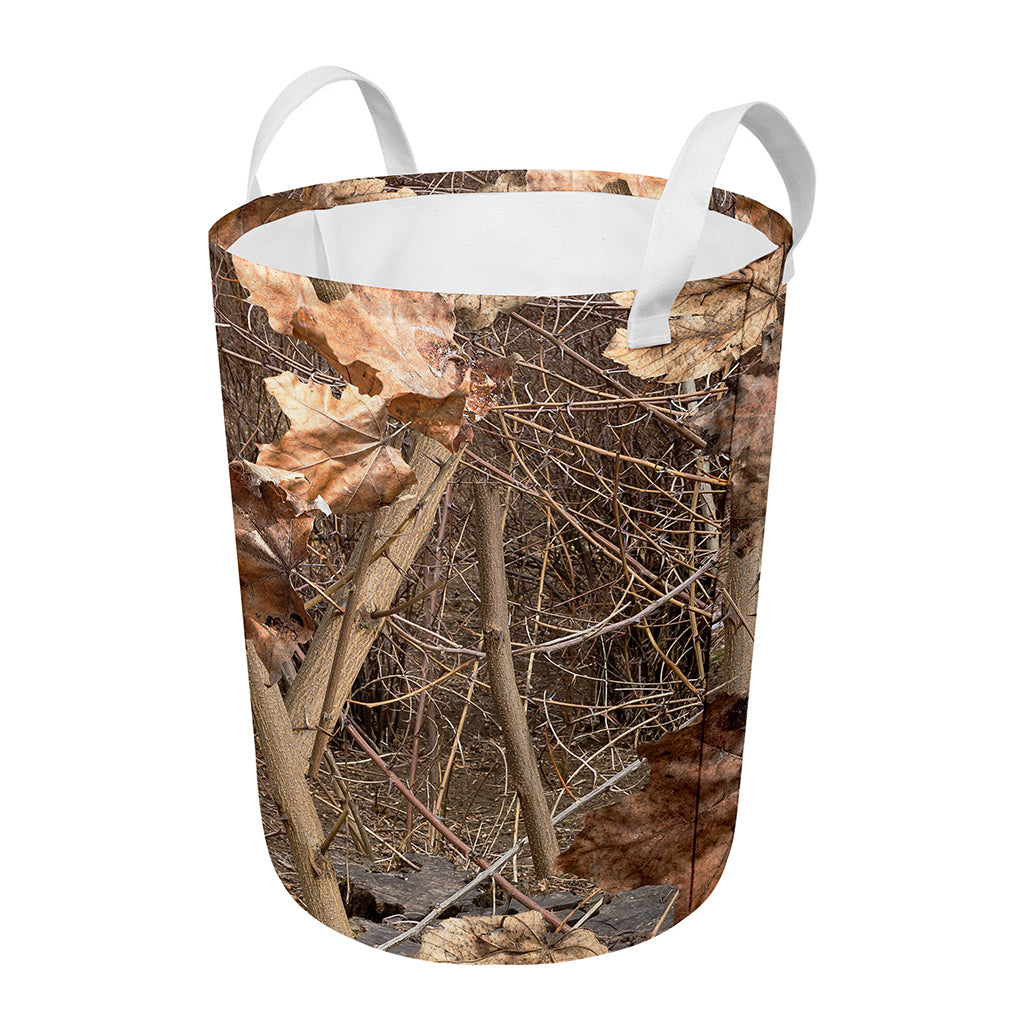 Hunting Camo Pattern Print Round Laundry Basket