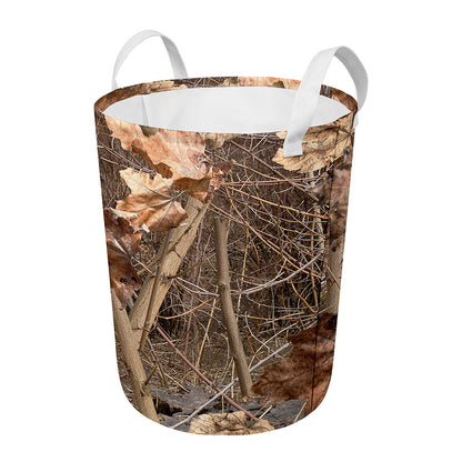 Hunting Camo Pattern Print Round Laundry Basket