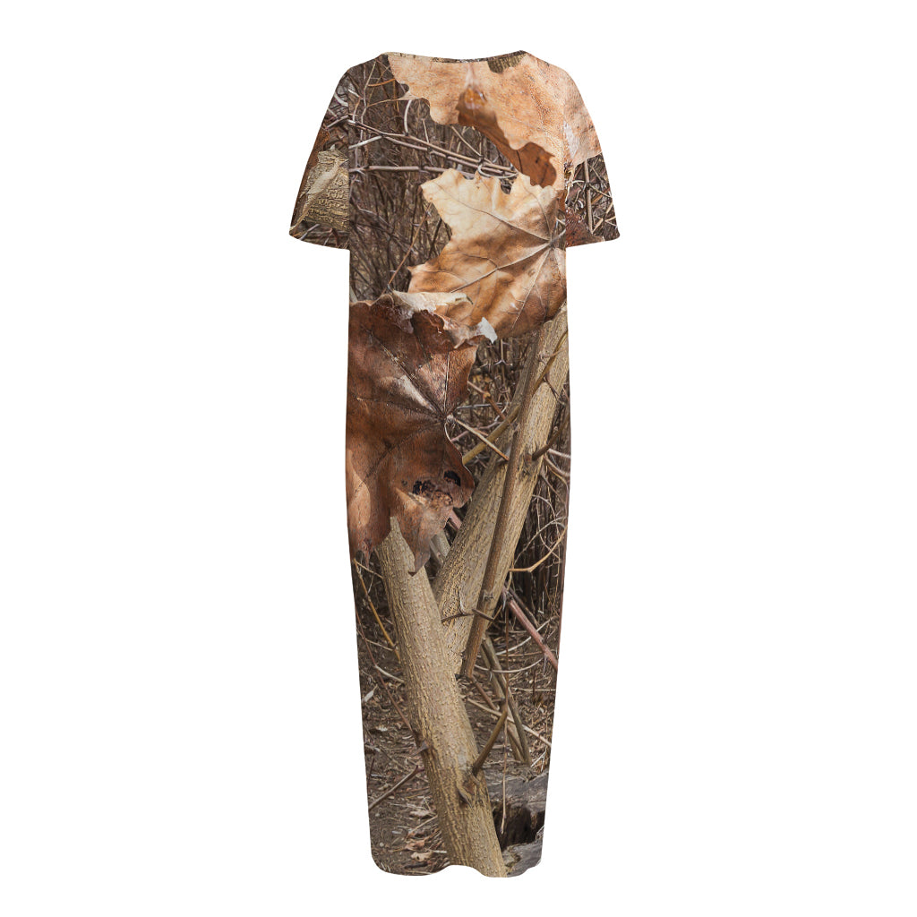 Hunting Camo Pattern Print Short Sleeve Long Nightdress