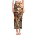 Hunting Camo Pattern Print Side Slit Maxi Skirt