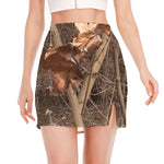 Hunting Camo Pattern Print Side Slit Mini Skirt