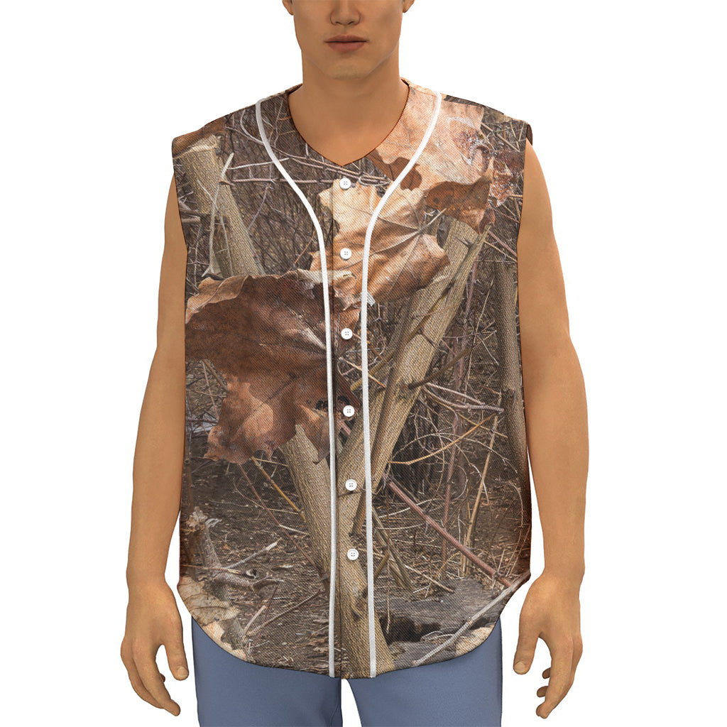 Hunting Camo Pattern Print Sleeveless Baseball Jersey