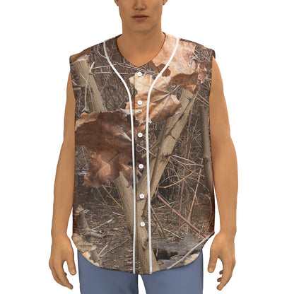 Hunting Camo Pattern Print Sleeveless Baseball Jersey