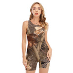 Hunting Camo Pattern Print Sleeveless One Piece Swimsuit