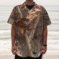 Hunting Camo Pattern Print Textured Short Sleeve Shirt