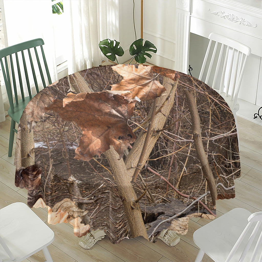Hunting Camo Pattern Print Waterproof Round Tablecloth
