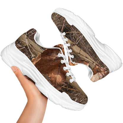 Hunting Camo Pattern Print White Chunky Shoes