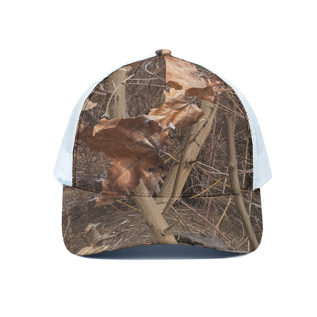 Hunting Camo Pattern Print White Mesh Trucker Cap