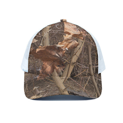 Hunting Camo Pattern Print White Mesh Trucker Cap