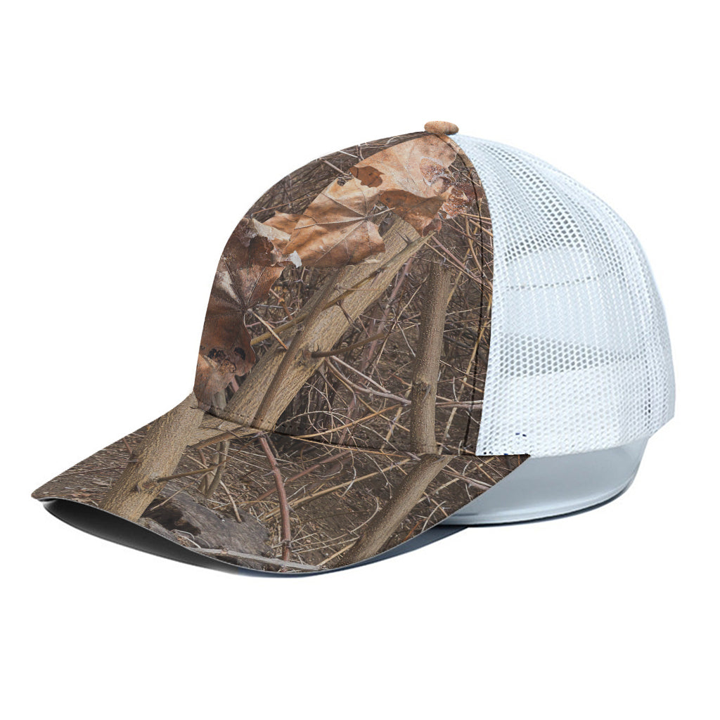Hunting Camo Pattern Print White Mesh Trucker Cap