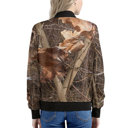 Hunting Camo Pattern Print Women's Bomber Jacket
