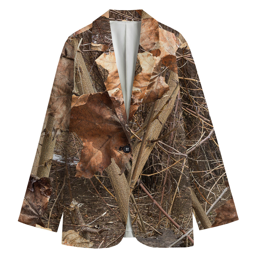 Hunting Camo Pattern Print Women's Cotton Blazer