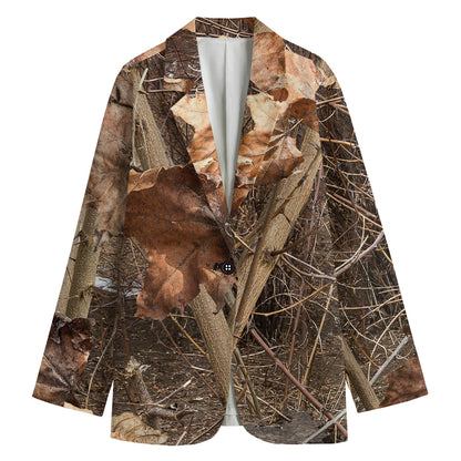 Hunting Camo Pattern Print Women's Cotton Blazer