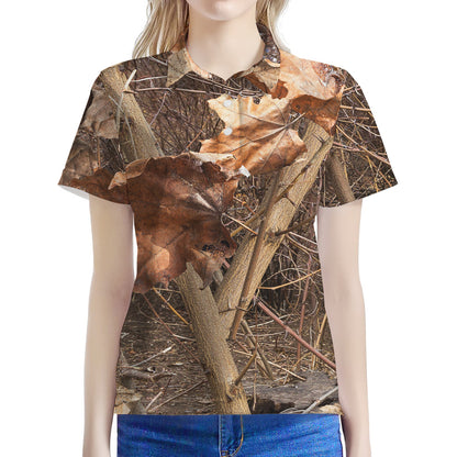 Hunting Camo Pattern Print Women's Polo Shirt