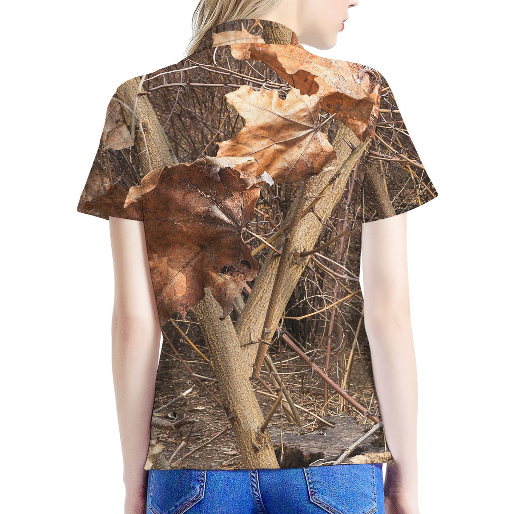 Hunting Camo Pattern Print Women's Polo Shirt
