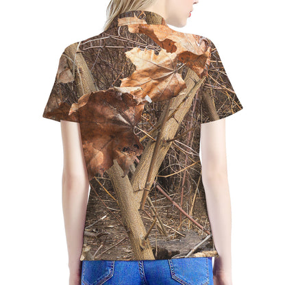Hunting Camo Pattern Print Women's Polo Shirt