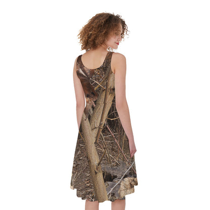 Hunting Camo Pattern Print Women's Sleeveless Dress