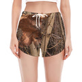 Hunting Camo Pattern Print Women's Split Running Shorts