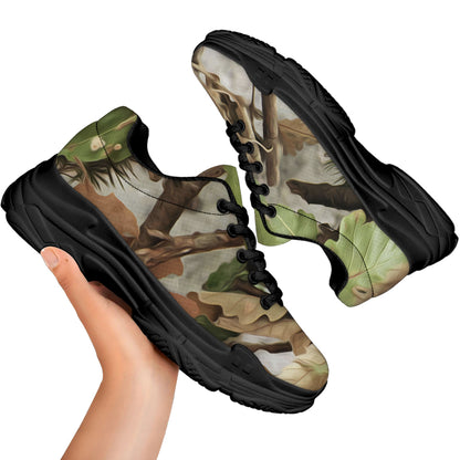 Hunting Camouflage Pattern Print Black Chunky Shoes