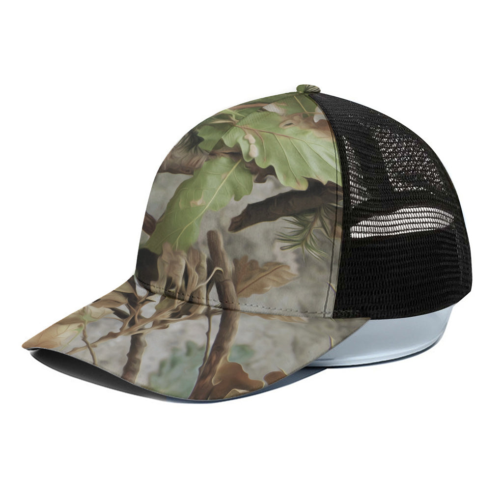 Hunting Camouflage Pattern Print Black Mesh Trucker Cap
