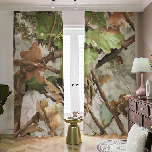 Hunting Camouflage Pattern Print Blackout Pencil Pleat Curtains
