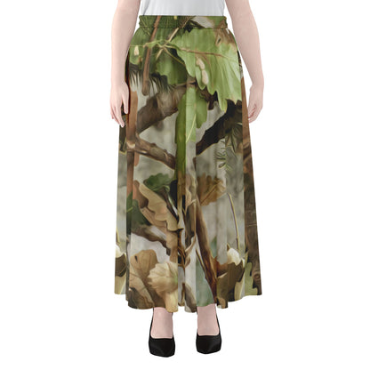 Hunting Camouflage Pattern Print Chiffon Maxi Skirt