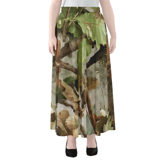 Hunting Camouflage Pattern Print Chiffon Maxi Skirt