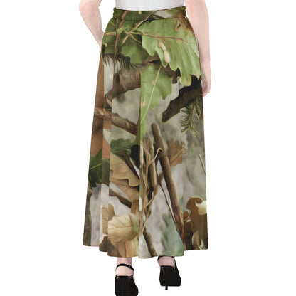Hunting Camouflage Pattern Print Chiffon Maxi Skirt