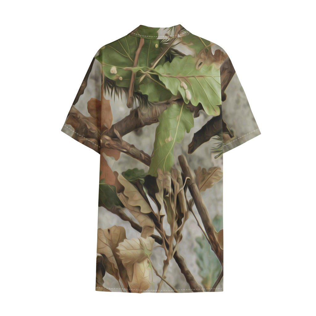 Hunting Camouflage Pattern Print Cotton Hawaiian Shirt