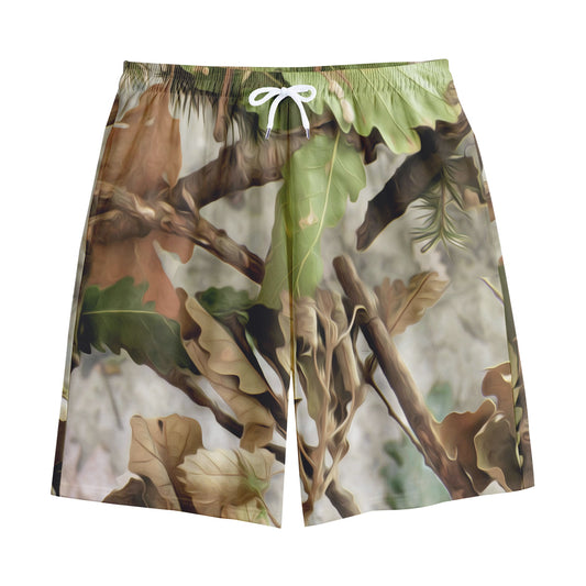 Hunting Camouflage Pattern Print Cotton Shorts