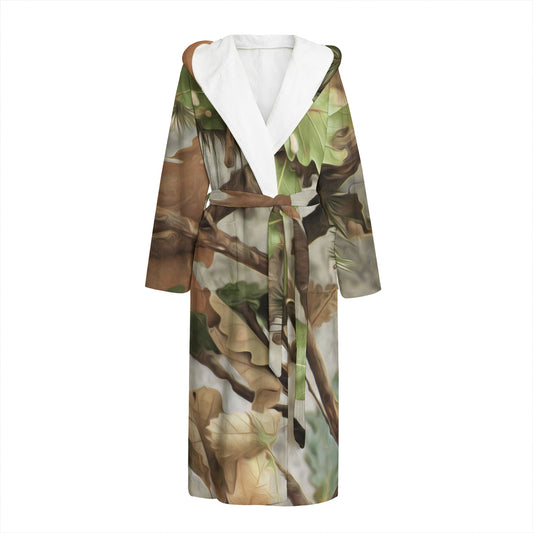 Hunting Camouflage Pattern Print Hooded Bathrobe