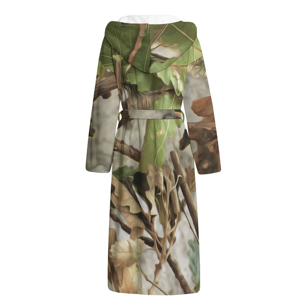 Hunting Camouflage Pattern Print Hooded Bathrobe