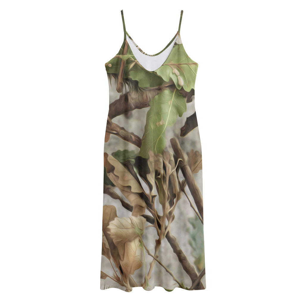 Hunting Camouflage Pattern Print Jersey Midi Cami Dress