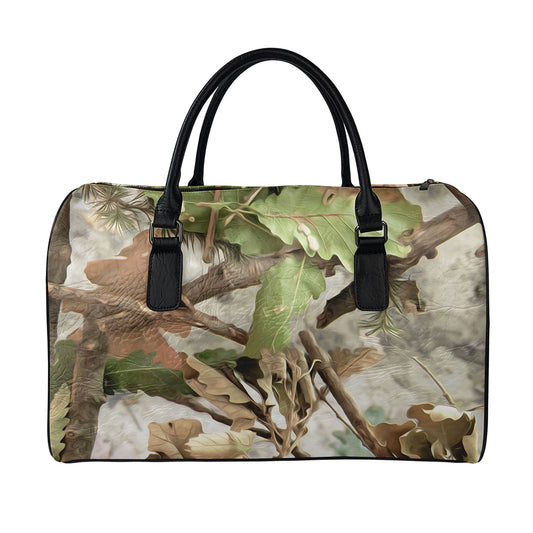 Hunting Camouflage Pattern Print Leather Duffle Bag