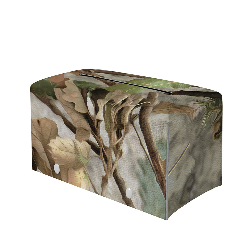 Hunting Camouflage Pattern Print Leather Tissue Box Cover