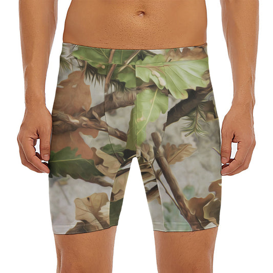 Hunting Camouflage Pattern Print Men's Long Boxer Briefs
