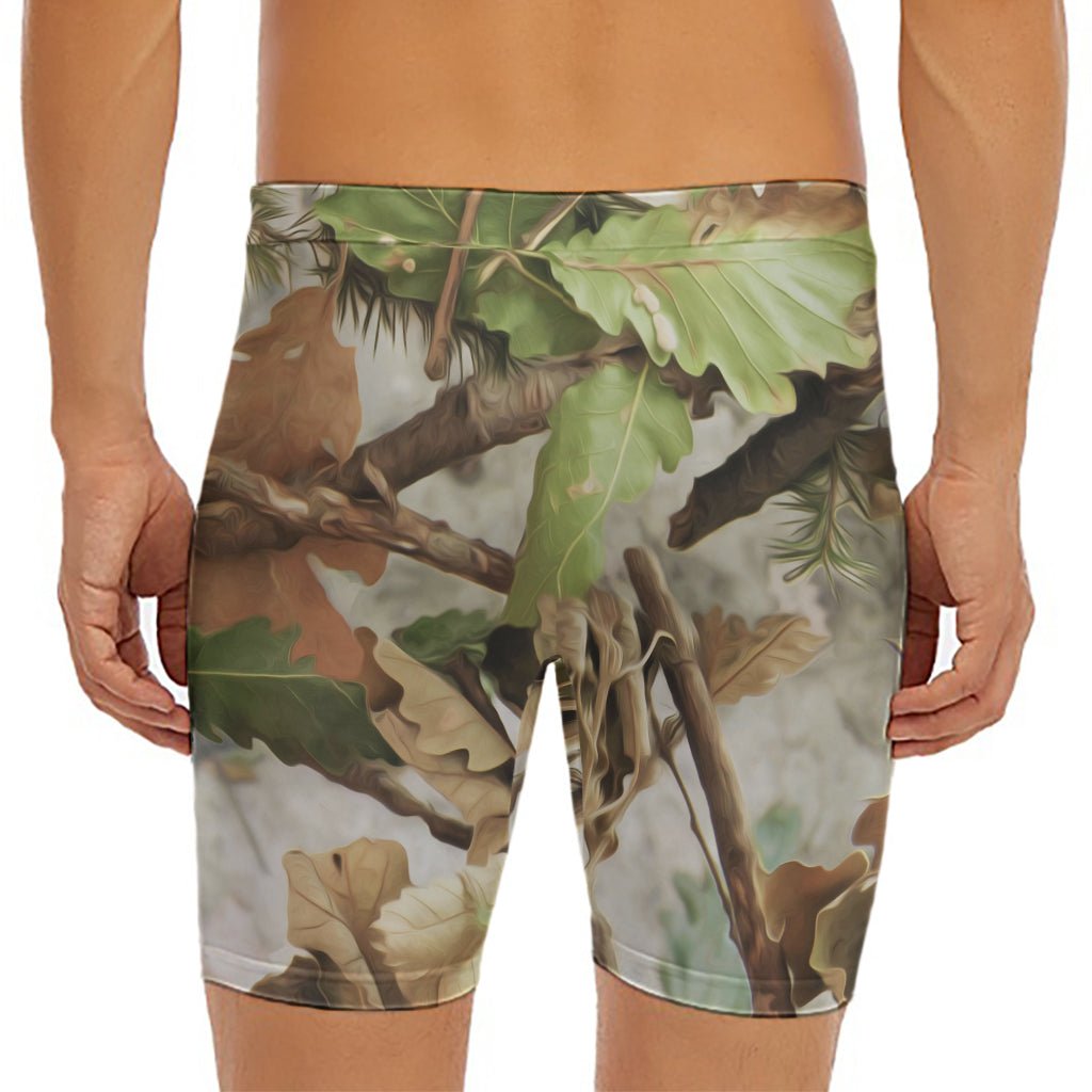 Hunting Camouflage Pattern Print Men's Long Boxer Briefs