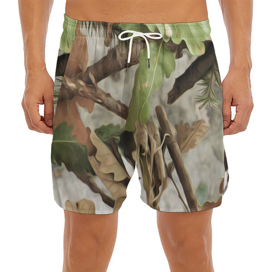 Hunting Camouflage Pattern Print Men's Split Running Shorts