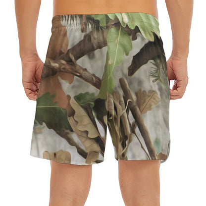 Hunting Camouflage Pattern Print Men's Split Running Shorts