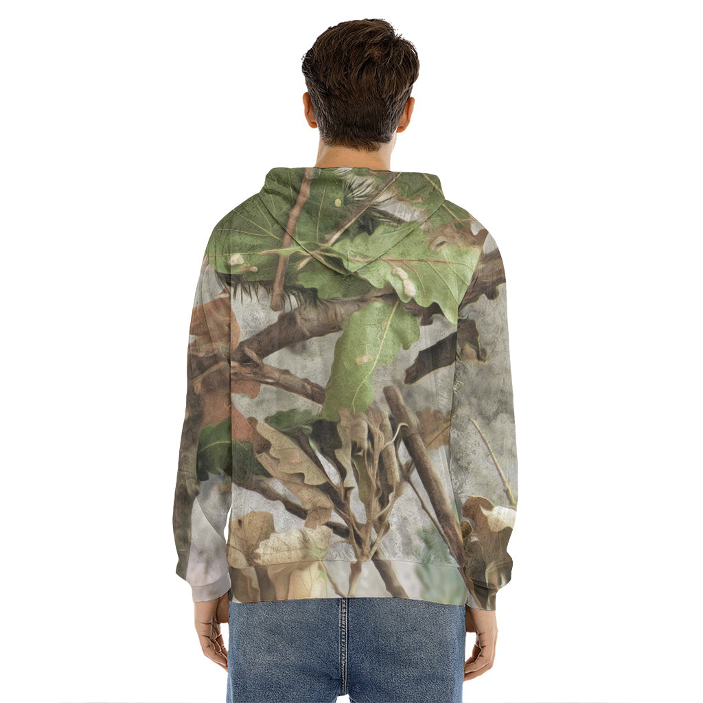 Hunting Camouflage Pattern Print Men's Velvet Pullover Hoodie