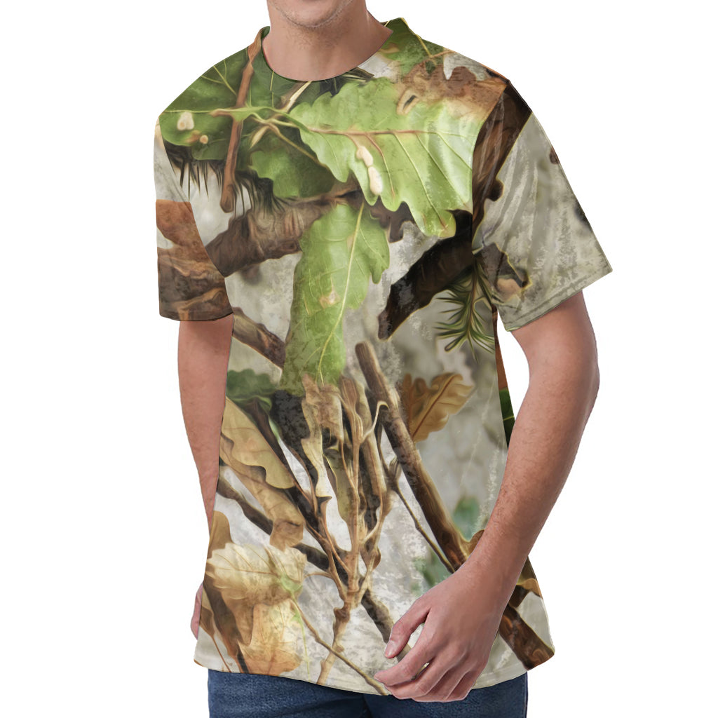 Hunting Camouflage Pattern Print Men's Velvet T-Shirt