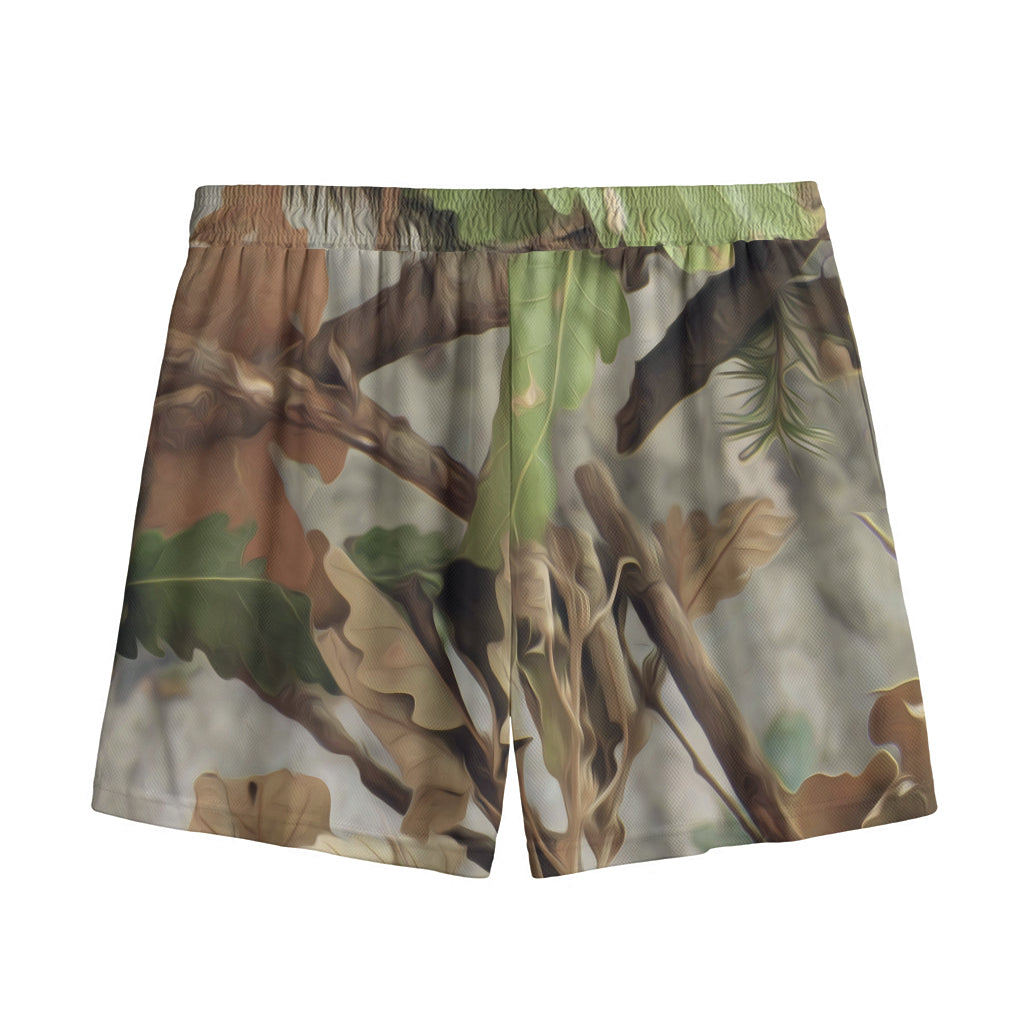 Hunting Camouflage Pattern Print Mesh Shorts