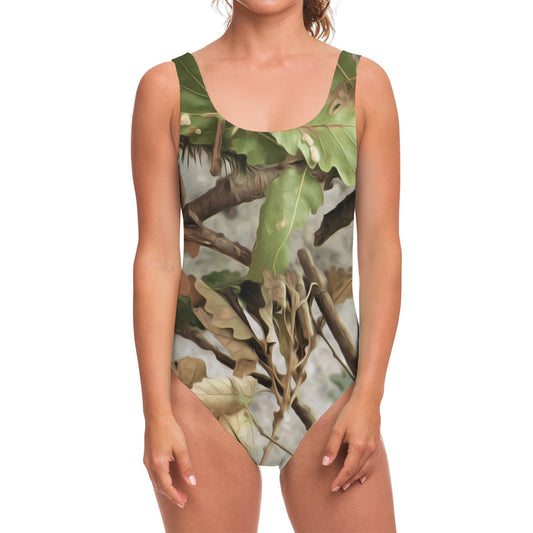 Hunting Camouflage Pattern Print One Piece Swimsuit