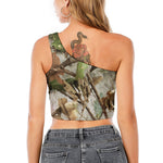 Hunting Camouflage Pattern Print One Shoulder Crop Top