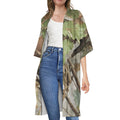 Hunting Camouflage Pattern Print Open Front Beach Cover Up